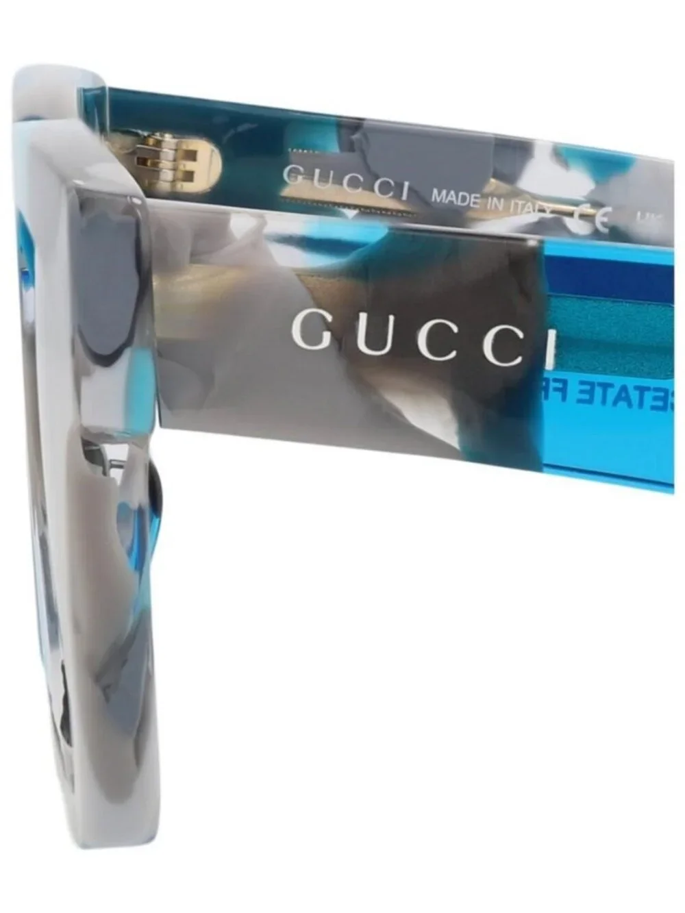 New Gucci Mens Square/Rectangle Blue Blue Grey Fashion Designer Sunglasses